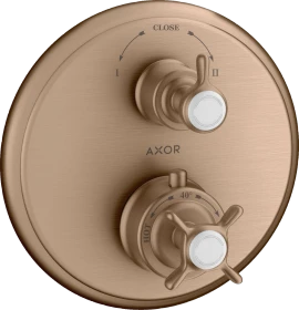 Hansgrohe Axor Montreux Thermostat Unterputz mit Kreuzgriff und Ab- und Umstellventil brushed red gold
