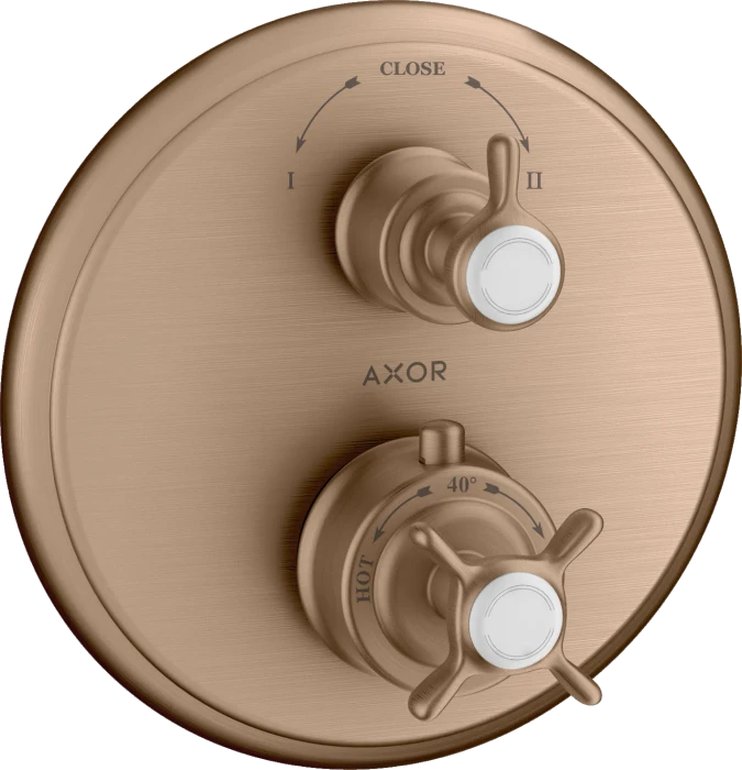 Hansgrohe Axor Montreux Thermostat Unterputz mit Kreuzgriff und Ab- und Umstellventil brushed red gold