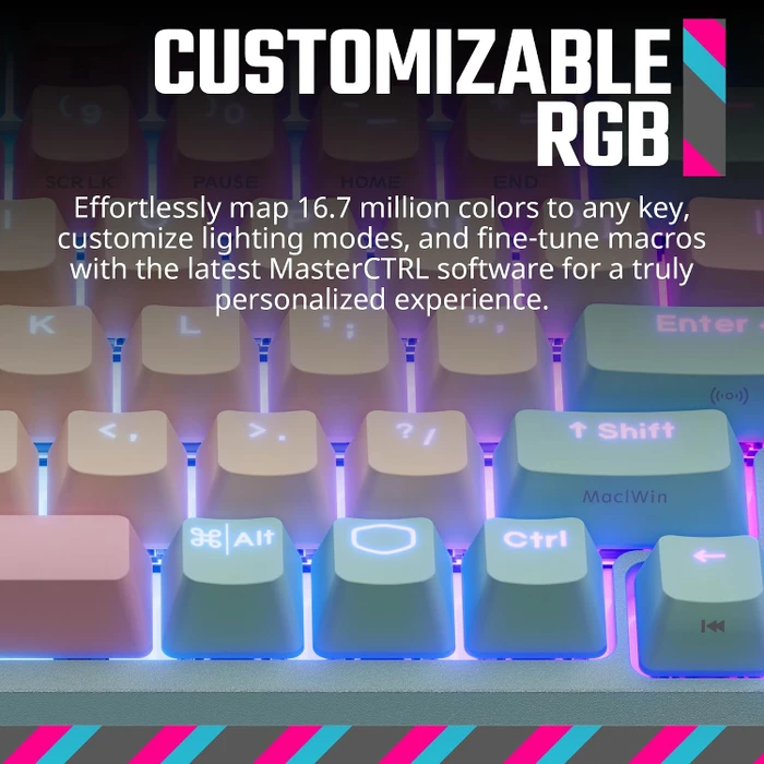 Cooler Master MK770, Macaron, LEDs RGB, hot-swap, Kailh Box V2 WHITE, USB/Bluetooth, US