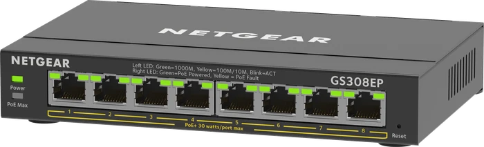 Netgear SOHO GS300 Desktop Gigabit Smart Switch, 8x RJ-45, 62W PoE+