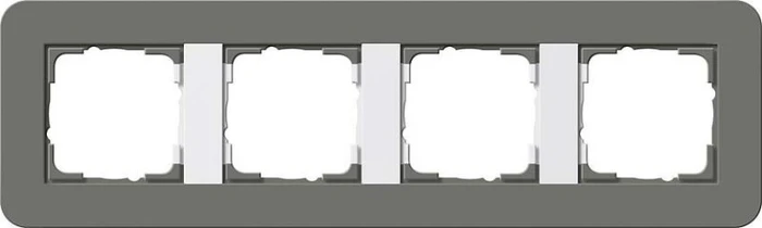 Gira E3 Abdeckrahmen 4fach mit Trägerrahmen reinweiß Soft-Touch, dunkelgrau