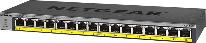 Netgear ProSAFE GS116 Desktop Gigabit Switch, 16x RJ-45, 76W PoE+