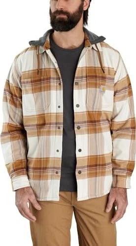 Carhartt Rugged Flex Relaxed Fit Flannel Fleece Lined Hooded Hemd langarm carhartt brown (Herren)