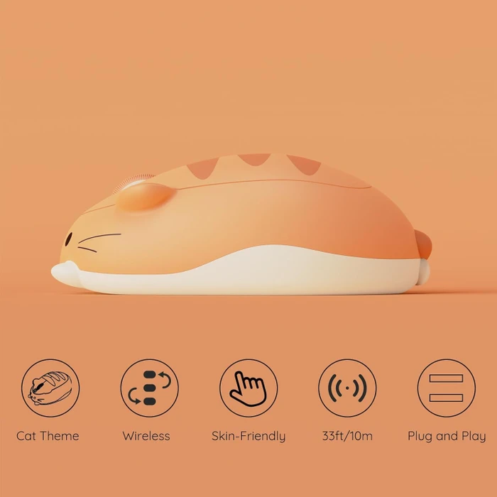 Akko x Waigua Cat Theme Wireless Mouse, Orange Kate, USB