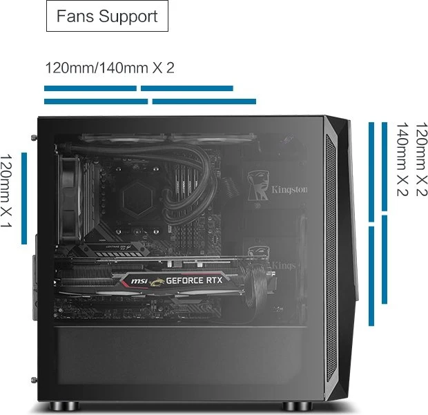 SilverStone Fara V1M Pro, schwarz, Glasfenster