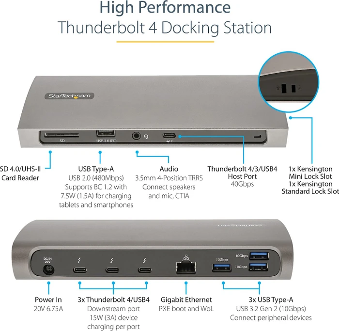 StarTech Dual DP 4K 60Hz Thunderbolt 4 Dock, Thunderbolt 4 [Buchse]