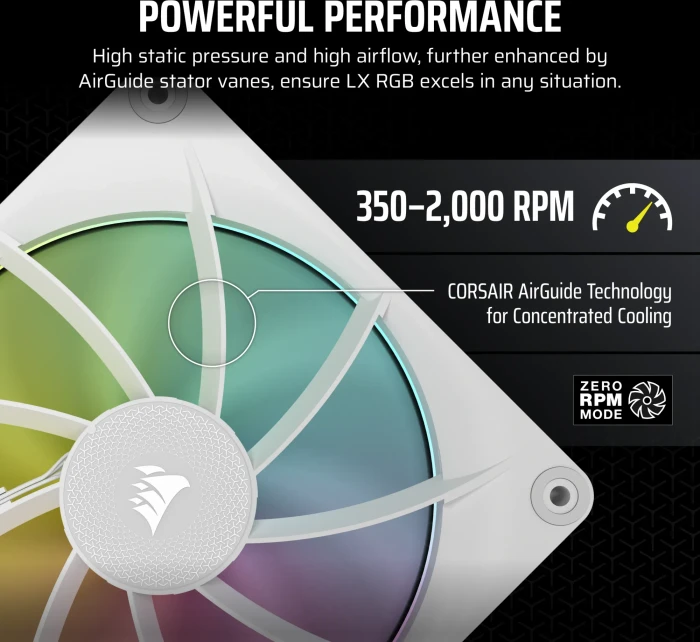 Corsair iCUE LX140 RGB Fan Starter Kit, weiß, LED-Steuerung, 140mm, 2er-Pack