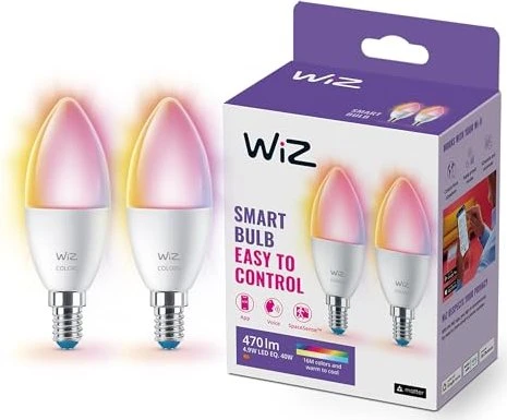 WiZ Colors LED Kerze 4.9W E14 C37, 2 Stück