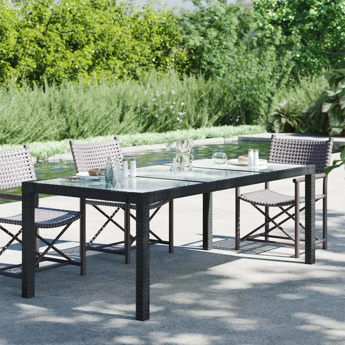 vidaXL Gartentisch 190x90cm schwarz