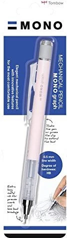 Tombow MONO graph Druckbleistift HB 0.7mm grau, korallenrosa, Radierer
