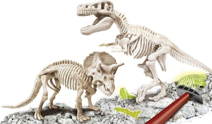 Clementoni Galileo Ausgrabungsset T-Rex & Triceratops fluoreszierend