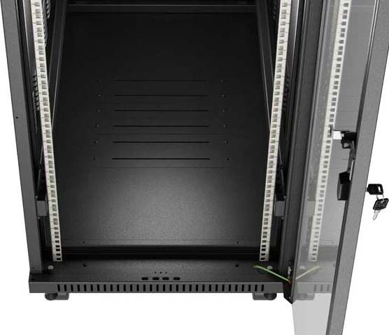 Lanberg 19" Rackschrank 42HE, LCD, freistehend, Flat Pack, V2, Glastür, IP20, RAL 9004, 1200mm tief