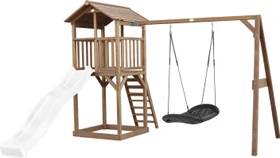 Axi Spielturm Beach Tower mit Rutsche und Nestschaukel braun/weiß