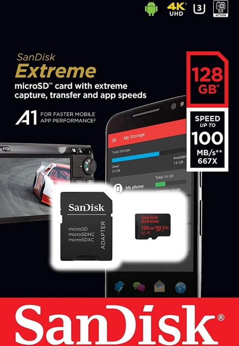 SanDisk Extreme R100 128GB Kit, UHS-I U3, A1, Class 10