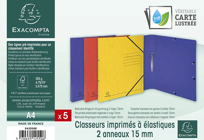 Exacompta Ringbuch 2-Ring, 20mm, A4, farbig sortiert, 3er-Set