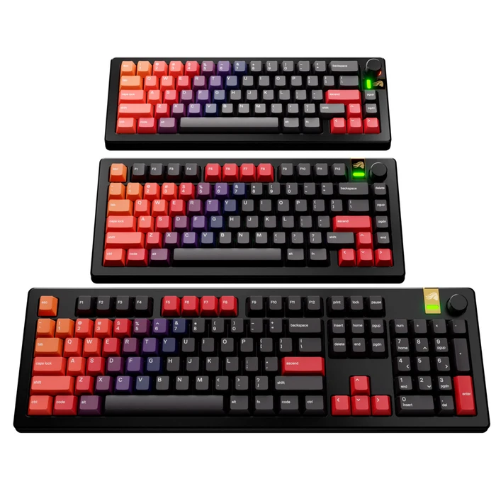 Glorious GPBT Gradient V2 Keycaps, Kunststoff (PBT), Celestial Fire, schwarz/rot, 131 Tasten, ANSI-US