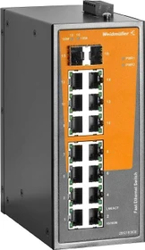 Weidmüller EL-Series Industrial Railmount Switch, 14x RJ-45, 2x SFP (IE-SW-EL16-14TX-2FESFP / 2682160000)