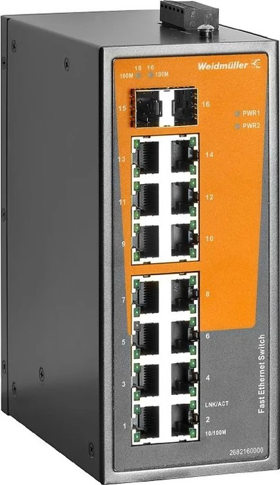 Weidmüller EL-Series Industrial Railmount Switch, 14x RJ-45, 2x SFP