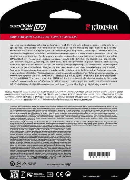 Kingston SSDNow UV400 120GB, 2.5" / SATA 6Gb/s