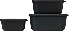 Mepal Multischüssel Cirqula rechteckig hoch Aufbewahrungsbehälter-Set nordic black, 3-tlg.
