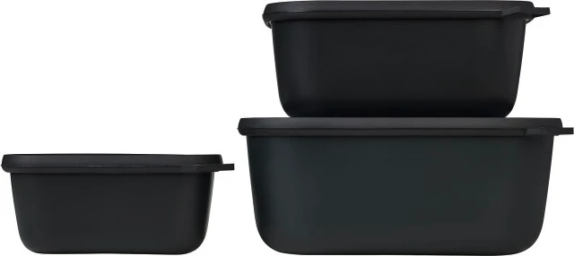 Mepal Multischüssel Cirqula rechteckig hoch Aufbewahrungsbehälter-Set nordic black, 3-tlg.