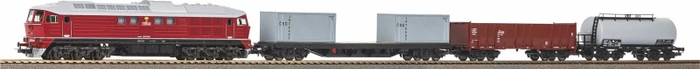 Piko - Spur H0 Start-Set - Start-Set mit Bettung BR 130 CSD + 3 Güterwagen