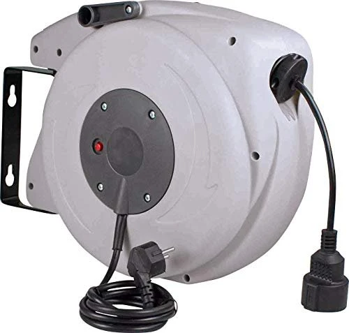 as-Schwabe Automatischer Kabelaufroller, Gerätetrommel, Schuko auf 1x Schuko, 15m, IP20, 3G1,5