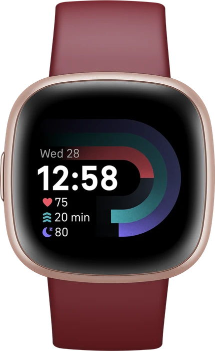 Fitbit Versa 4 Aktivitäts-Tracker himbeerrot/aluminium kupferrosé