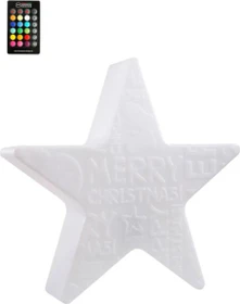 8 seasons design White Motiv Shining Star Merry Christmas 60cm weiß LED 1x warmweiß RGB