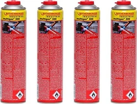 Rothenberger Multigas 300 Gaskartusche Butan-/Propangas 600ml, 4 Stück