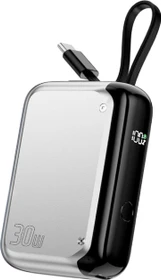 4smarts Powerbank Pocket mit integriertem USB-C Kabel 10000mAh 30W silber
