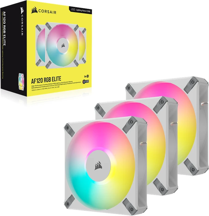 Corsair AF Series iCUE AF120 RGB Elite Triple Fan Kit, weiß, LED-Steuerung, 120mm, 3er-Pack