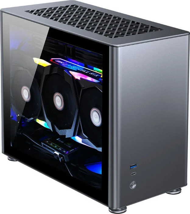 Jonsbo A4, grau, Glasfenster, Mini-ITX