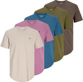 Jack & Jones Einfarbig 5er-Pack T-Shirt kurzarm moonbeam (Herren)