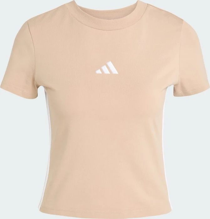 adidas Essentials 3-Streifen Slim Baby T-Shirt kurzarm warm sandstone/white (Damen)