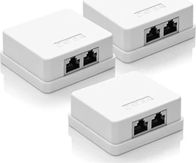 deleyCON Cat6a Anschlussdose Aufputz weiß, 2x RJ-45, 3er-Pack