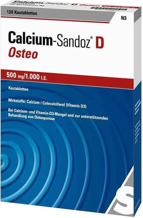 Hexal Calcium Sandoz D Osteo 500mg/1.000 I.E Kautabletten, 120 Stück