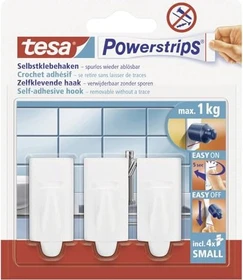 tesa Powerstrips Haken small Trend weiß, 3 Stück
