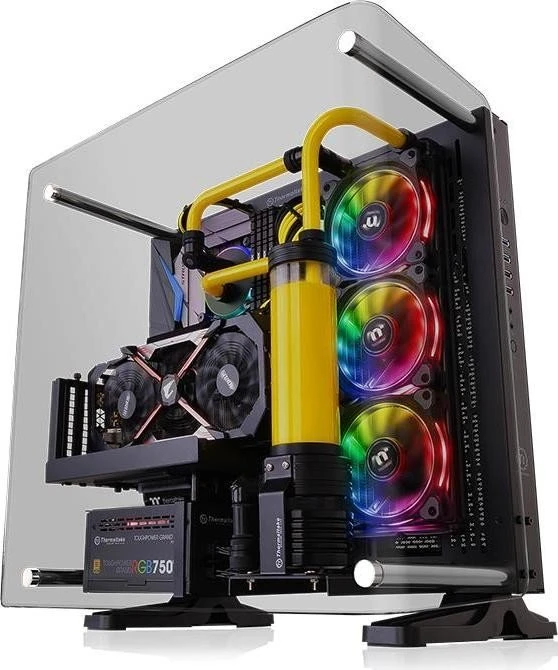 Thermaltake Core P3 Tempered Glass Curved Edition schwarz, Glasfenster