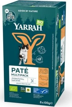 Yarrah Organic Cat Food Pâté with Chicken and Turkey 100g