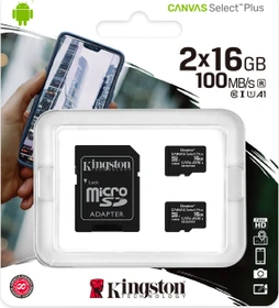 Kingston Canvas Select Plus R100 16GB Kit, UHS-I U1, A1, Class 10, 2er-Pack
