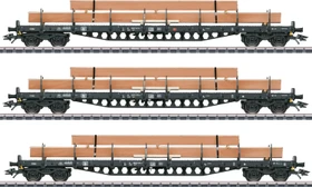 Märklin - Spur H0 Güterwagenset - Rungenwagen-Set mit Holzbeladung