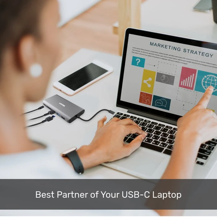 Unitek uHUB 08+ 8-in-1, USB-C 3.0 [Stecker]