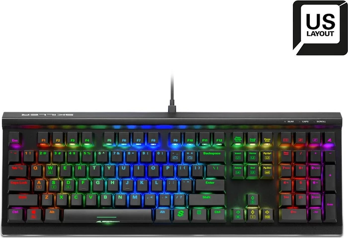 Sharkoon Skiller SGK60, LEDs RGB, Kailh Box WHITE, USB, US