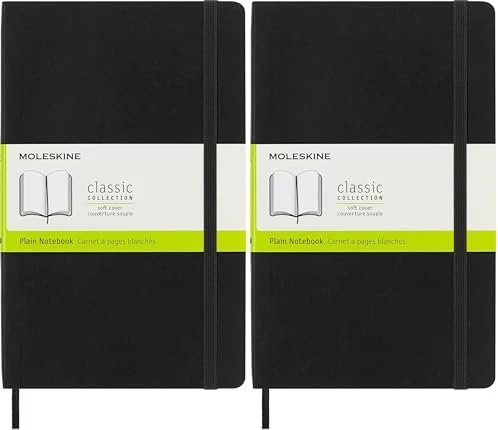 Moleskine Klassik Notizbuch, 130x210mm, glatt, weicher Einband Large, schwarz, 240 Blatt