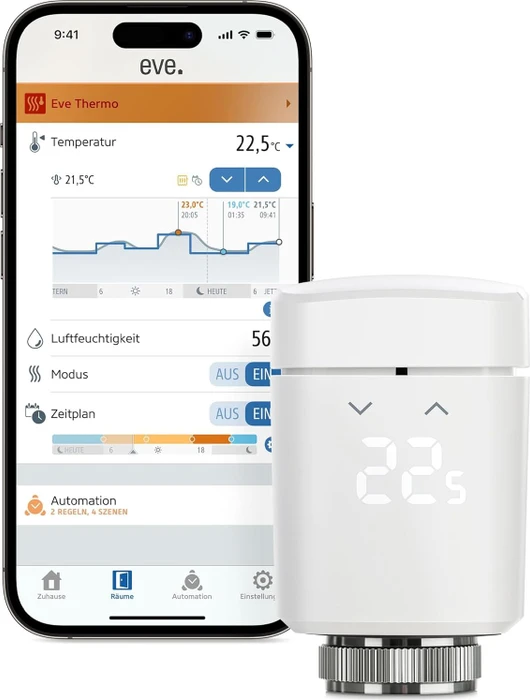 Eve Thermo 2024 (4. Generation/Matter) Heizkörperthermostat, Heizungssteuerung, 2er-Pack