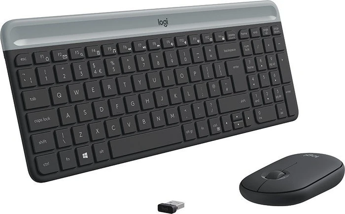 Logitech MK470 Slim Wireless Keyboard and Mouse Combo grau, USB, DE