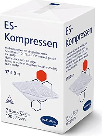 Hartmann ES-Kompressen unsteril 8-fach 17-fädig, 7.5 x 7.5cm, 100 Stück