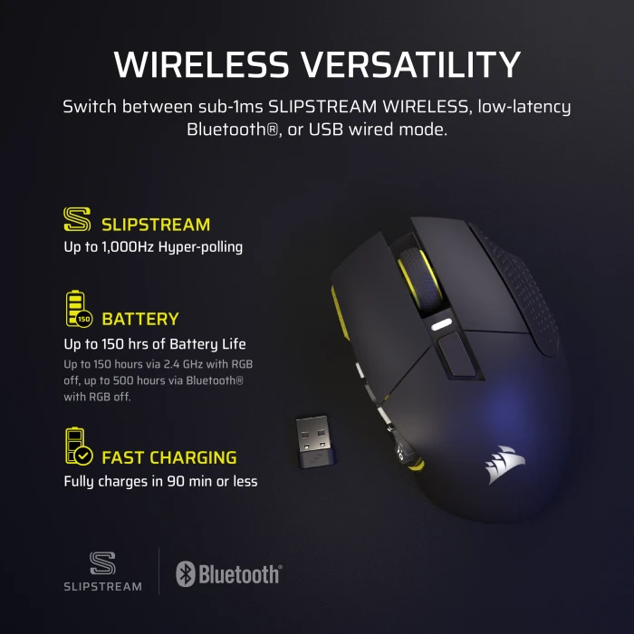 Corsair Scimitar Elite Wireless SE MMO, schwarz/gelb, USB/Bluetooth