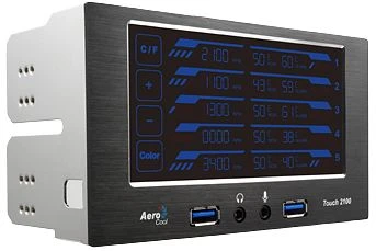 AeroCool Touch 2100, 2x 5.25" Dualbay Lüftersteuerung, 5-Kanal